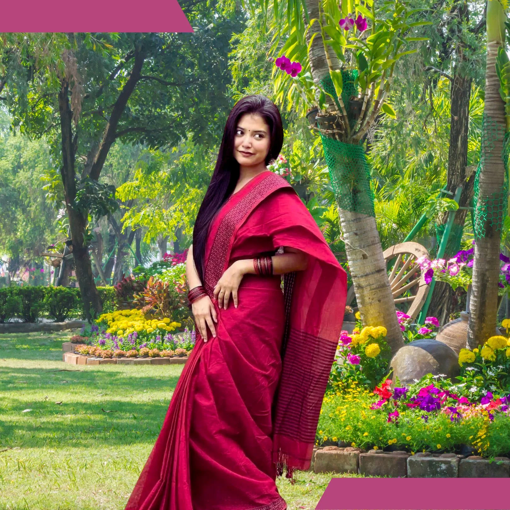 Tangail Handloom Half Silk Sarees - M131 thumbnail 3